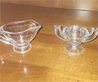 Clear Glass Sugar Bowl & Creamer, 2.5" tall