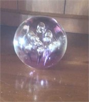 Clear Glass Orb with Pink