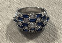 Mixed Blue & White Sapphire Fashion Ring