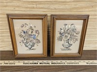 Pair of Floral Framed Prints, 7.5" x 11.5"