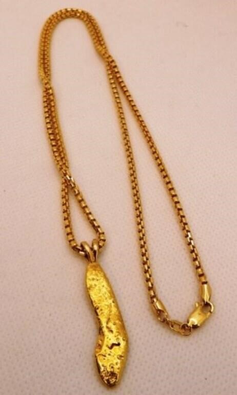 Alaskan Natural Gold Nugget Pendant & Necklace