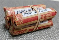 4 ROLLS 1950's LINCOLN WHEAT CENTS