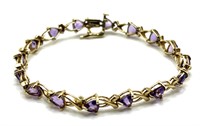 10K Yellow Gold and Amethyst Tennis Bracelet