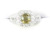 14k White Gold Natural Alexandrite & Diamond Ring