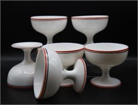 Vntg Milk Glass Banded Sherbets (6)