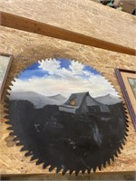 28 in. Circular saw wall art & 2 framed pieces