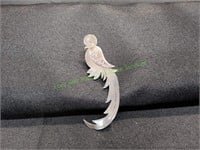 2.5" Silver Parrot Brooch, Stamped 900