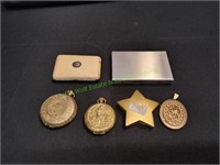 Gold Star Pill Holder, (3) Photo Pendants & More