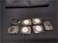 (6) Silver Belt Buckles & Cuff Bracelet