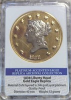 1838 Liberty Head, gold eagle replica