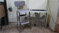 Vintage Step Stool Chair, Box Fan