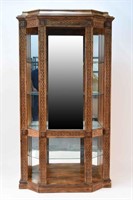 LARGE WOOD AND GLASS VITRINE CABINET