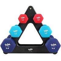 JFIT Dumbbell Set w/Durable Rack, Double Neoprene