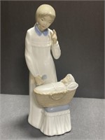 9 " Tengra Porcelain Figure - Lady Watching Baby