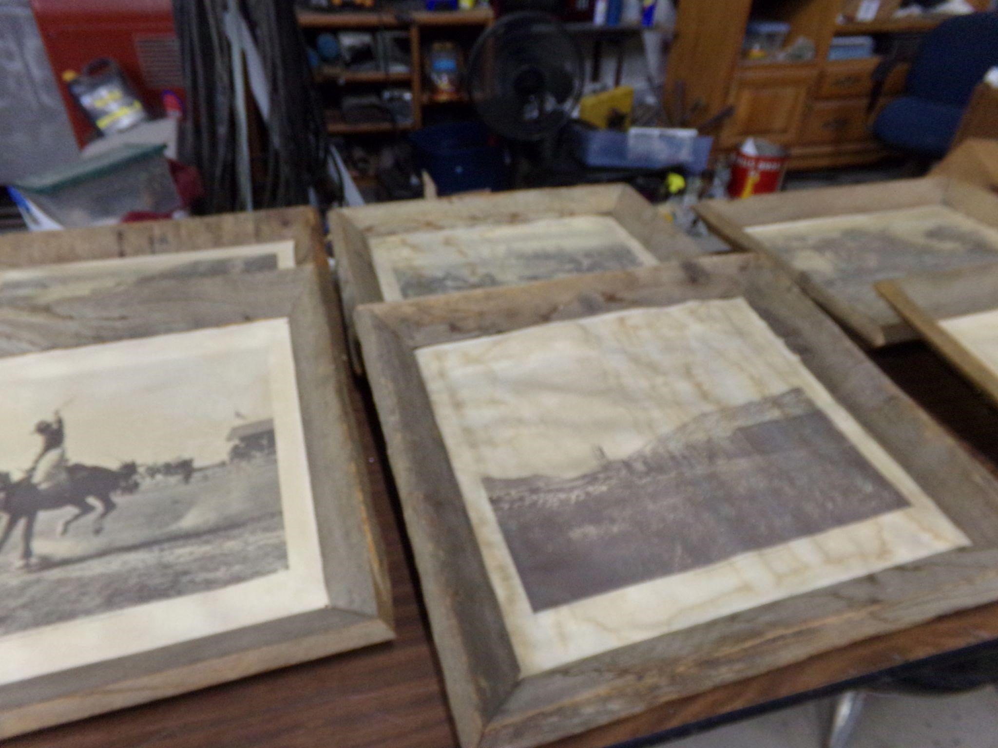 6 historic pictures and barn wood frames