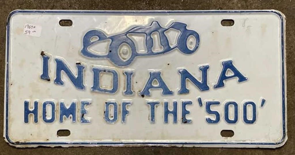 (N) Vintage Indiana Home of the 500 License Plate