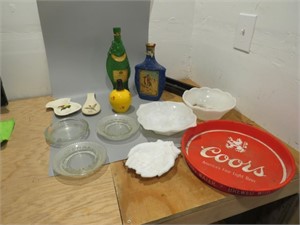 Vintage Coors Plate, Glassware and Bottles