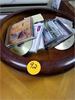 THICK WOOD BOWL FULL OF CD'S