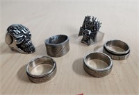 Lot of 6 Mens Rings