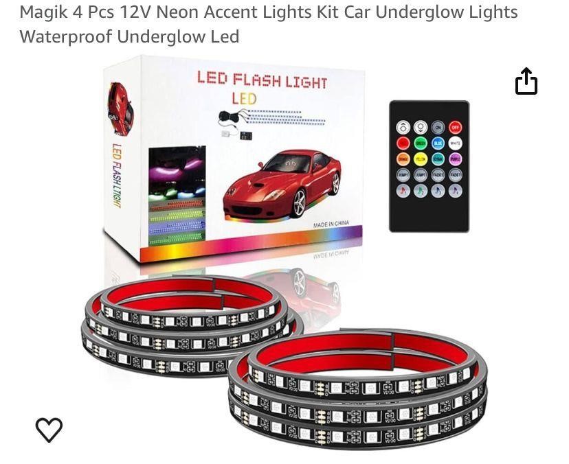 Magik 4 Pcs 12V Neon Accent Lights Kit Car U