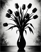 Tulips Silhouette 1 LTD EDT Canvas Van Gogh LTD