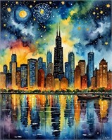 Chicago Starry Night LTD EDT Van Gogh Limited