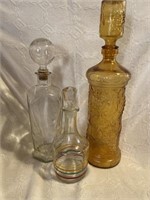 Tall Amber Embossed Bottle with Stopper and