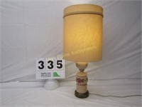 Vintage Floral Ceramic Table Lamp, Brass Base
