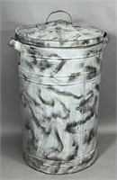 Large smoke decorated storage tin ca. 1890-1910;
