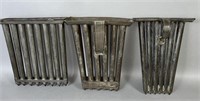 3 tin candle molds ca. early-mid 19th century;