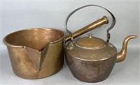 2 pieces of copper cookware ca. early-mid 19th