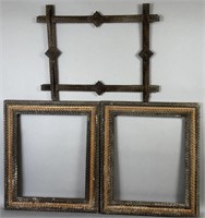 3 tramp art frames ca. 1890-1920; all crafted