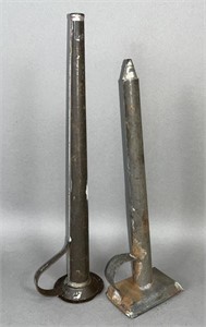 2 single candlemolds ca. mid 19th century; both