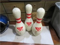 3 Vintage Bowling Pins