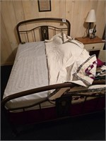 Full size bed, mattress, box spring & pad