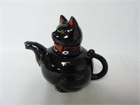 Mid-Century Stafford Redware Black Cat Tea Pot