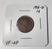 1911 D Lincoln 1 Cent Coin  XF