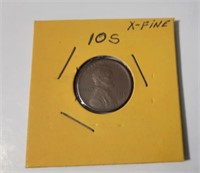1910 S Lincoln 1 Cent Coin  XF