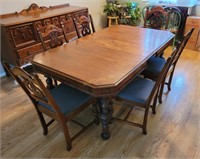 Solid Wood Dining Table W/ 6 Chairs