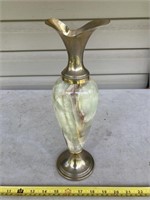 2 Heavy brass and marble vase