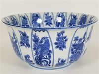 Large Asian blue & white pottery bowl