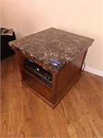 FAUX MARBLE TOP SIDE TABLE