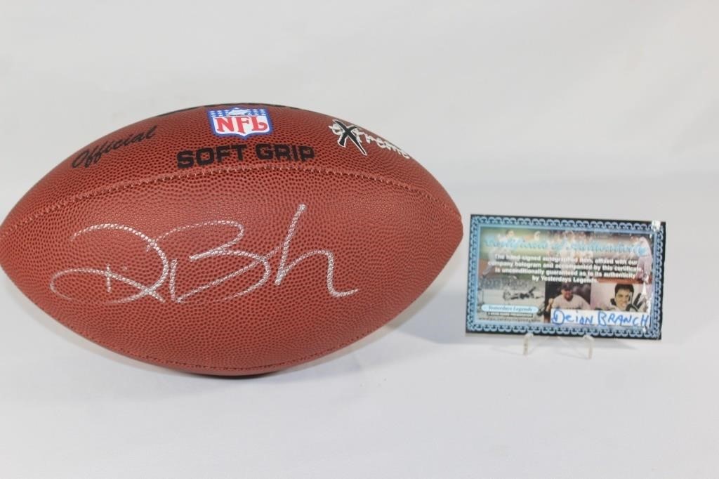 Deion Branch Autographed Football with Case & COA