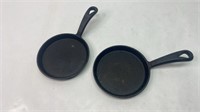 Two small caster frying pans