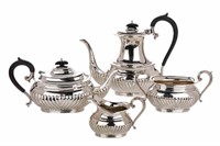 FOUR PC SILVER TEA  AND COFFEE SERVICE, 1980g