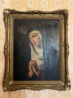 18th Century Oil on Panel Painting of a Praying