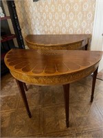 Pair of Sheraton Style Half Moon Side Tables