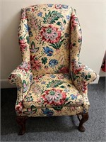 Georgian Walnut Wing Back Armchair with Cross