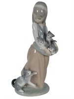 Lladro Girl with Kittens Figure