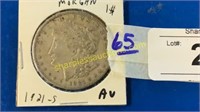 1921-S Morgan dollar coin - AV